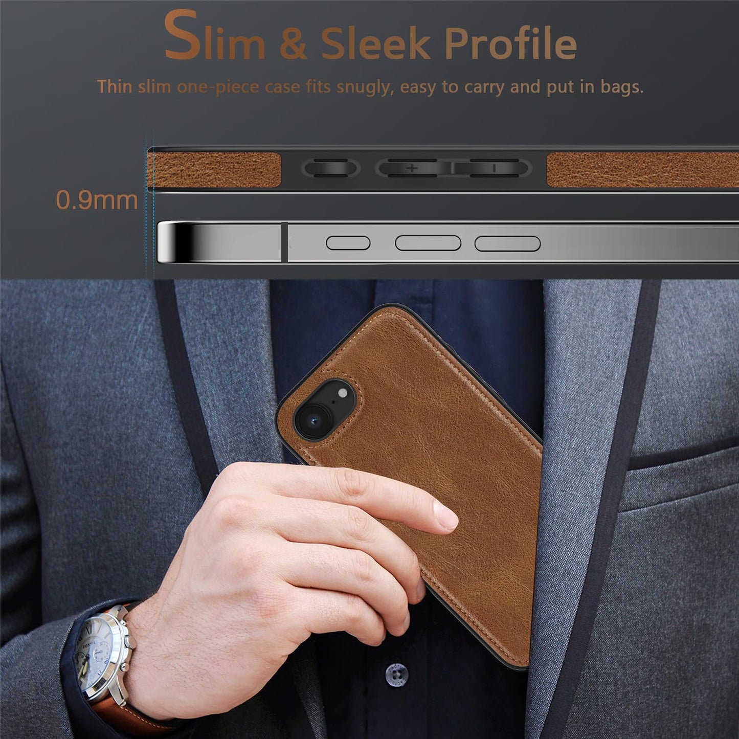LOHASIC for iPhone 16e Case for iPhone 17e Case, Luxury Leather Soft Back Cover Full Body Protective Women Men Phone Shockproof Cases for iPhone iPhone 16E/17E 6.1'', Brown