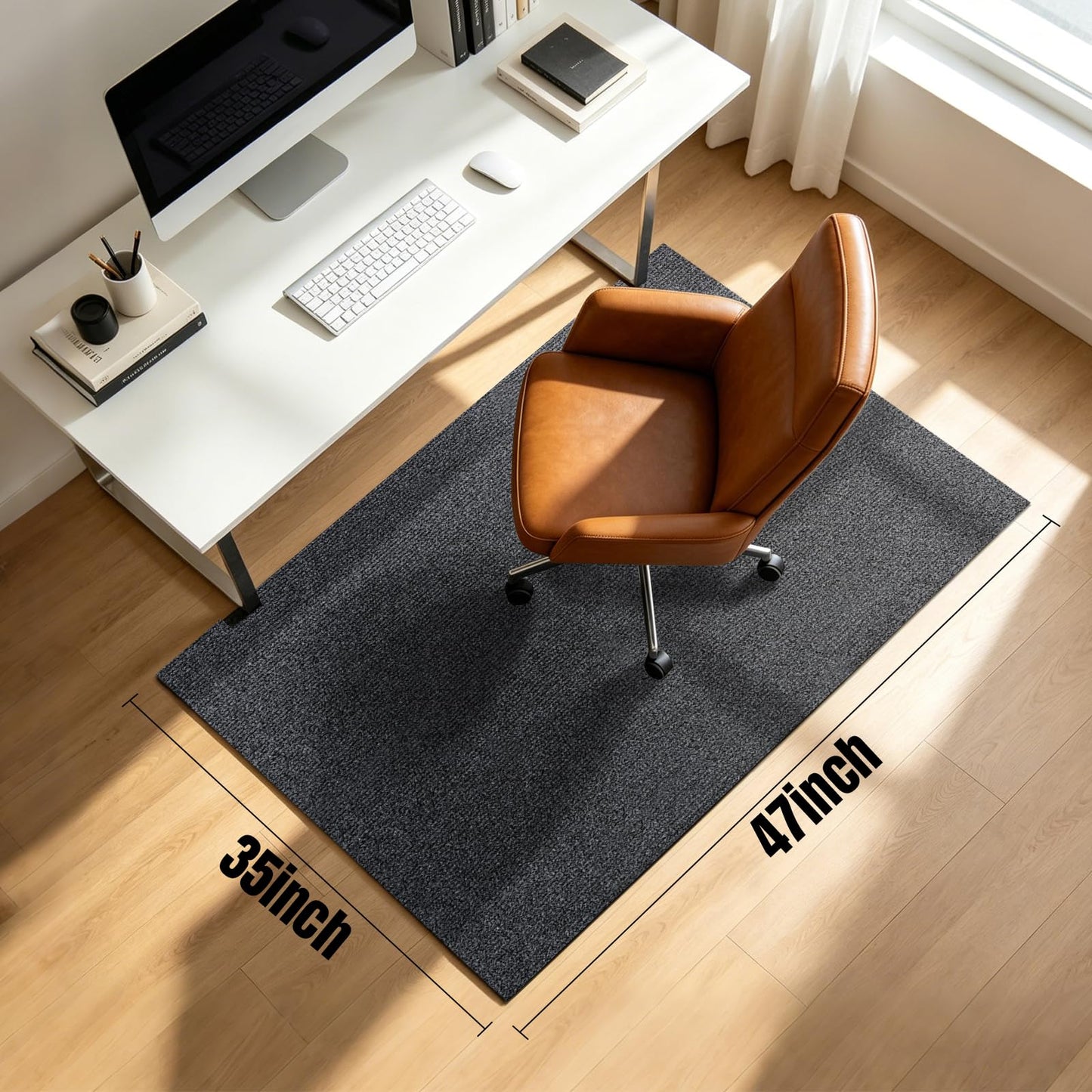 Jtshy Office Chair Mat for Hardwood & Tile Floor, 47 x 35 Inches Chair mat for Carpet Computer Gaming Chair Mat for Anti-Slip,Floor Protector,Noise Cancellation for Home Office,Gray