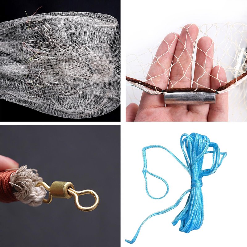 Cast Nets Throw Nets for Fishing Bait Handmade Fish Net Nylon Cast Net with Heavy Duty Iron Sinker Saltwater Fishing Gear - 3M