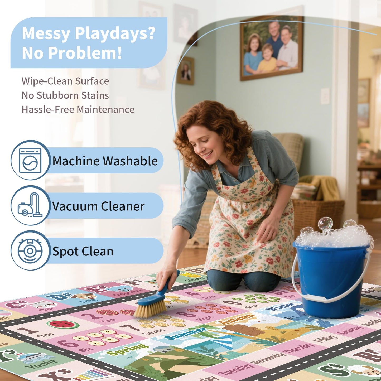 Kids ABC Rug for Playroom, Classroom Alphabet Area Carpet Playmat,Washable Toddler Mat for Baby Room,Play Room,Bedroom,Floor,Nursery (Pink,3'x5')