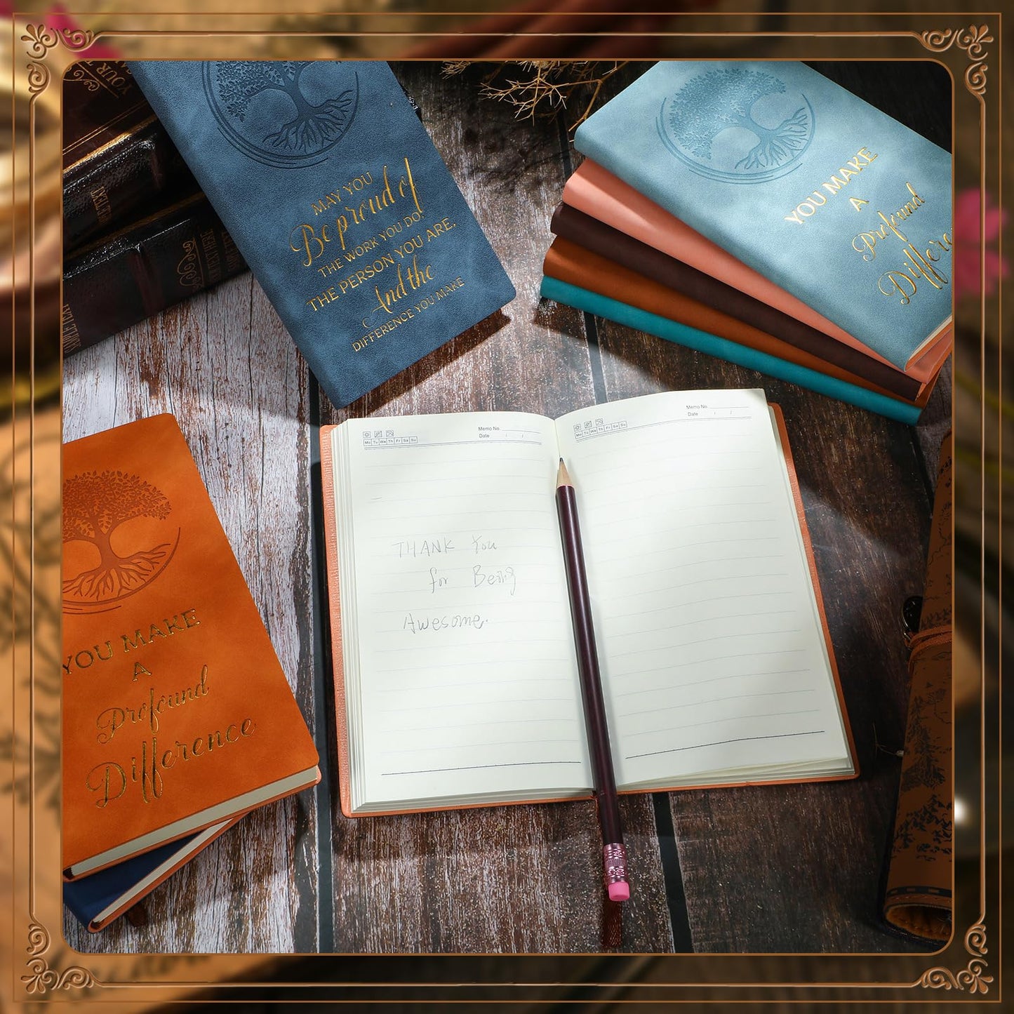 Chuangdi 20 Pcs Thank You Gifts Leather Journal Notebook Bulk A6 Employee Appreciation Gifts Leather Notebooks Writing Journal Inspirational Notebook Pocket Notepad for Women Men Employee