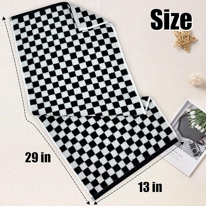 Jacquotha Hand Towels 4 Pack, Cotton Decorative Bathroom Hand Towel & Checkered
