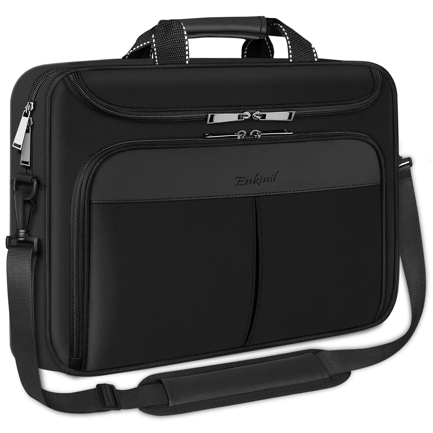 Enkinil 17 inch Waterproof Protective Laptop Messenger Briefcase with Adjustable Shoulder Strap, Men Women Travel/Business Bag Compatible with HP ZBook,ThinkPad,DELL Inspiron