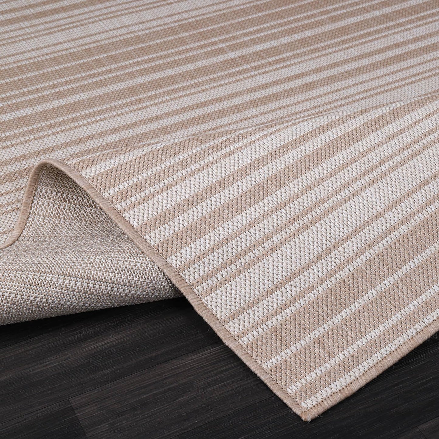 Luul Home Stripe Outdoor Rug 8x10 Washable Outside Carpet for Indoor Patio Porch Waterproof Easy Cleaning Non Shedding Area Rugs Beige 8 x 10