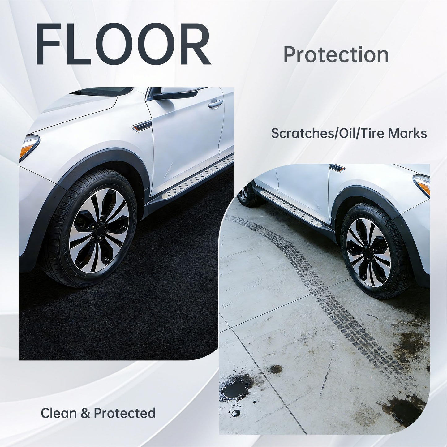 7'4"x17' Oversized Garage Floor Mat - Oil & Fluid Absorbent, Leak-Proof Rubber Backing, Heavy Duty All-Weather Protector for Car Sedan SUV Trucks & RVs, Trimmable Non-Slip