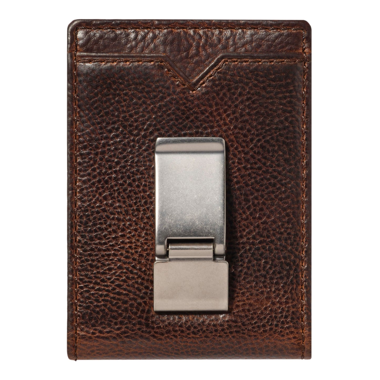 House of Jack Co. Deacon Bifold Money Clip Wallet for Men – Slim Front Pocket Leather Wallet with Metal Cash Clip, Exterior ID Window & Card Holder, Full-Grain Cowhide, Brown