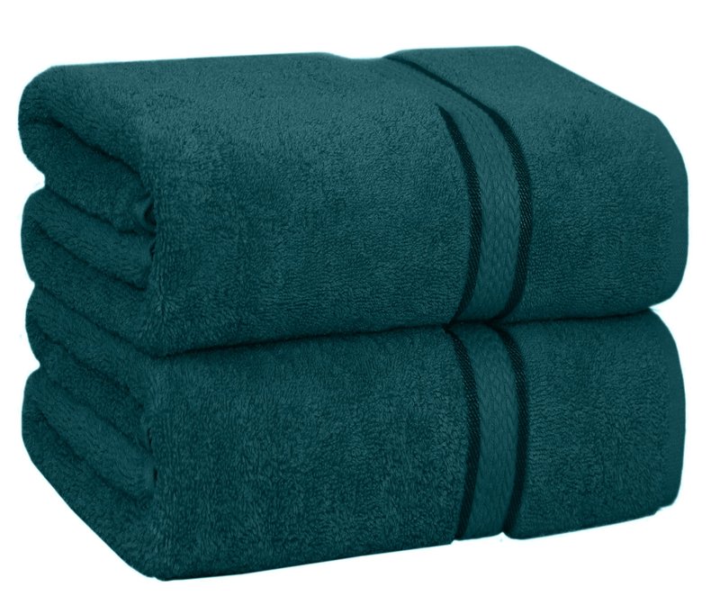 COTTON CRAFT Ultra Soft Bath Sheets - 2 Pack - 35 x 70 - Absorbent Quick Dry Everyday Luxury Hotel Bathroom Spa Gym Shower Beach Pool Travel Dorm - 100% Ringspun Cotton - 580 GSM - Easy Care - Teal
