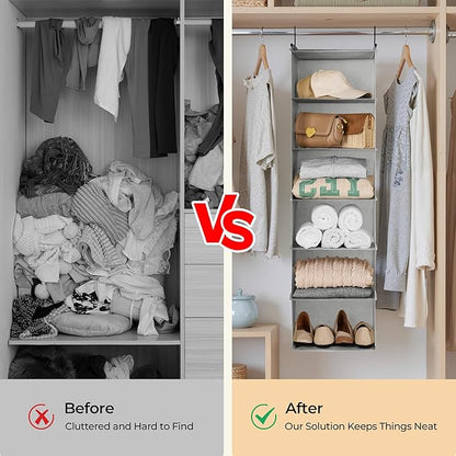 GRANNY SAYS 6 Shelf Hanging Closet Organizers and Storage, Collapsible Closet