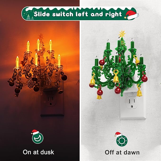 L LOHAS LED Christmas Night Light, Plug in Night Light with Dusk to Dawn Sensor, 3 Brightness Adjustable and RGB Mode, Ideal Nightlight for Christmas Home Decor