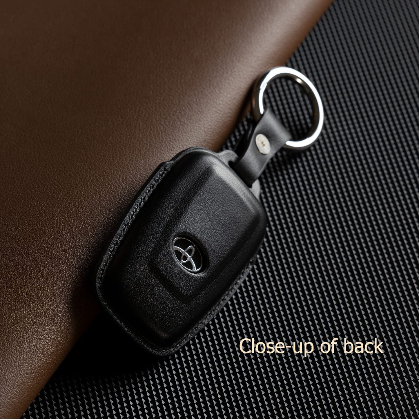 Smyfob Compatible with Toyota Key fob Cover Leather Toyota Keychain Holder case Protector Avalon Camry TRD Corolla Highlander Prius Prime RAV4 Prime CHR Accessories