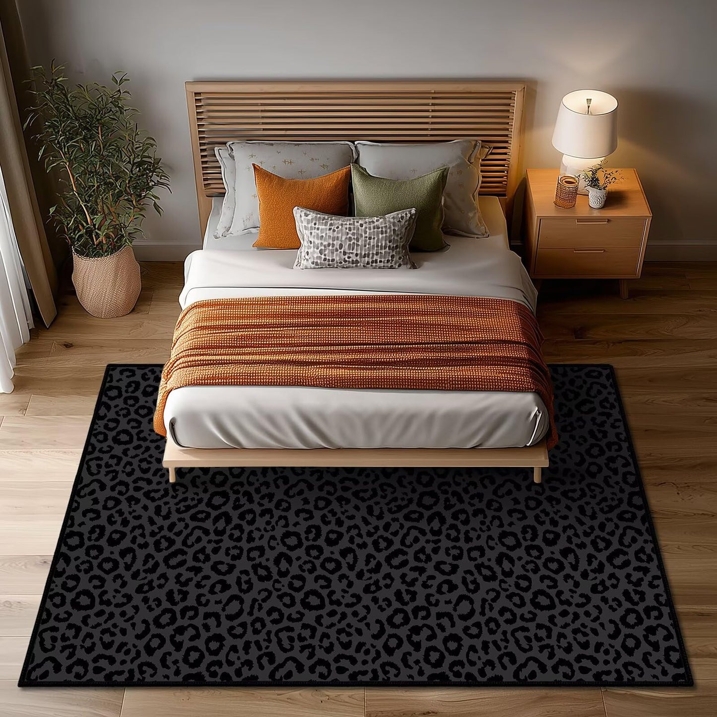 Leopard Area Rug 4x6,Cheetah Print Area Carpets for Living Room,Animal Print Hide,Ultra-Thin Washable Throw Floor Rugs Indoor Black Grey Non Slip Accent Floor Mats for Bedroom,Dining Room,Laundry Room