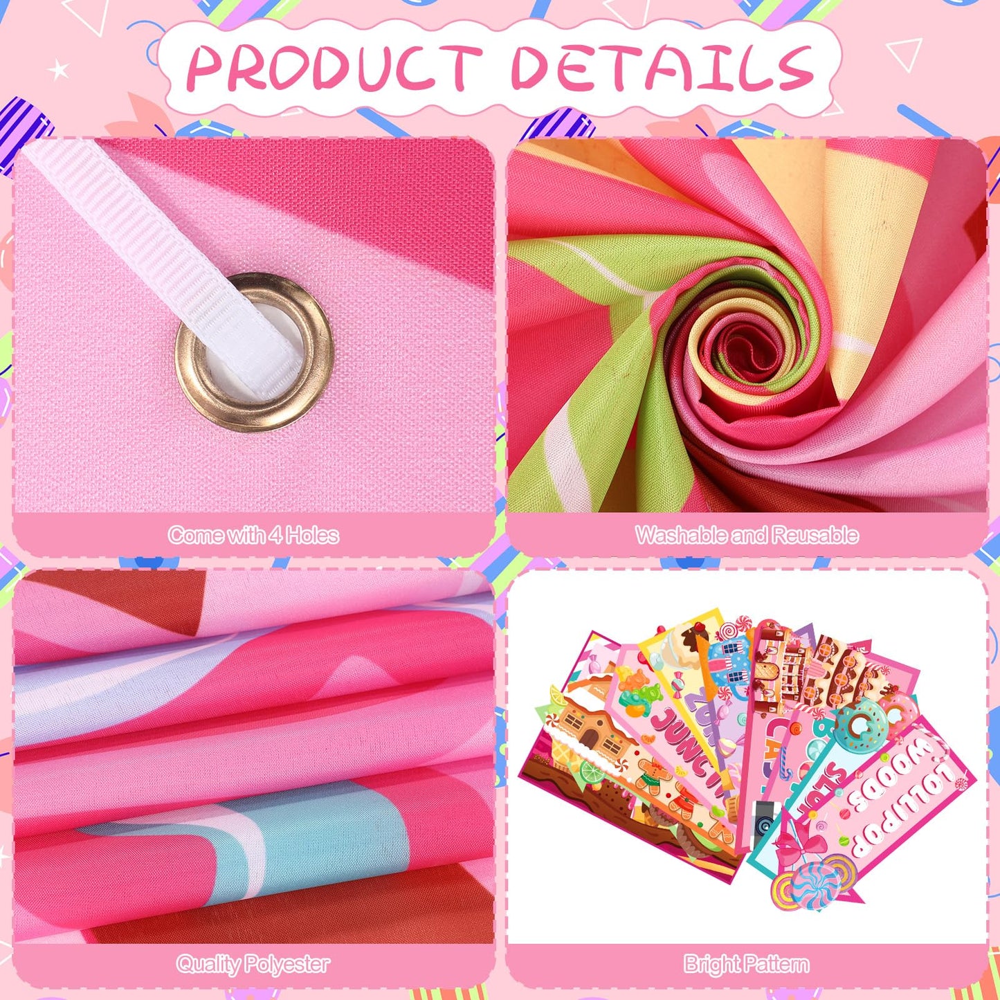 Candyland Party Decorations Welcome Candyland Door Banner Porch Sign Lollipop Paper Cutouts Sweet Candy Theme Party Supplies for Kids Candy Land Birthday Baby Shower Halloween Christmas Decor