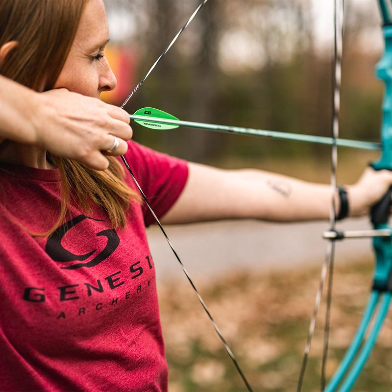 Genesis Original Compound Bow & Arrow Kit- Adjustable Riser, 15"-30" Draw Length, 10-20 lb Draw Weight, All Skill Levels, Draw Hand - Right, Pink