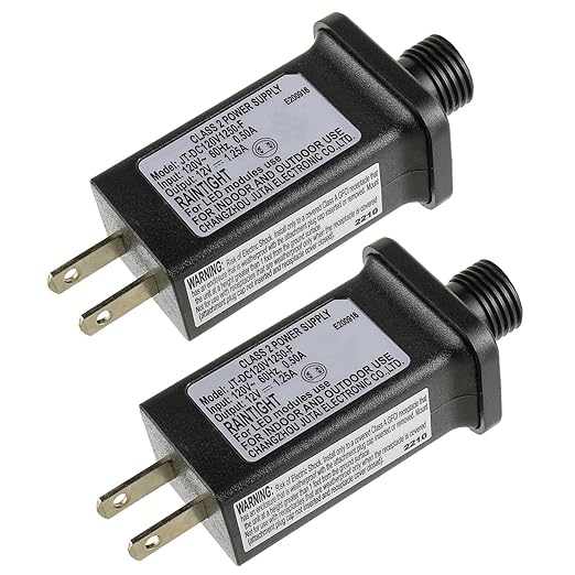12V 15W LED Transformer Replacement Class 2 Power Supply for Christmas String Light Inflatable Decorations LED Controller IP44 Waterproof Low Voltage
