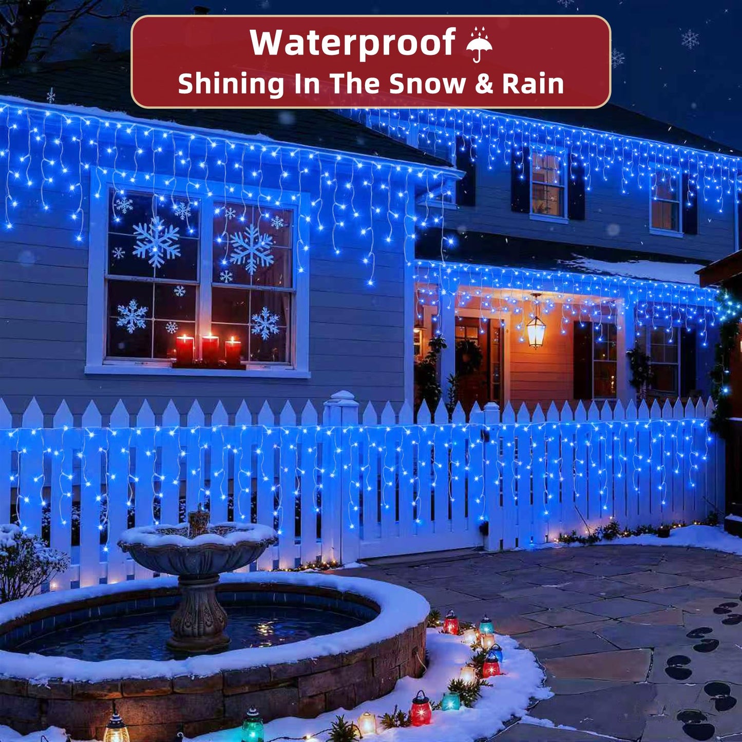 1620 LED Christmas Lights Outdoor 164 FT with 360Drops, Christmas Decorations Hanging Lights 12 Modes, Dimmable Outsite Fairy String Lights for Wedding Party Holiday Winter Wonderland Decor Blue