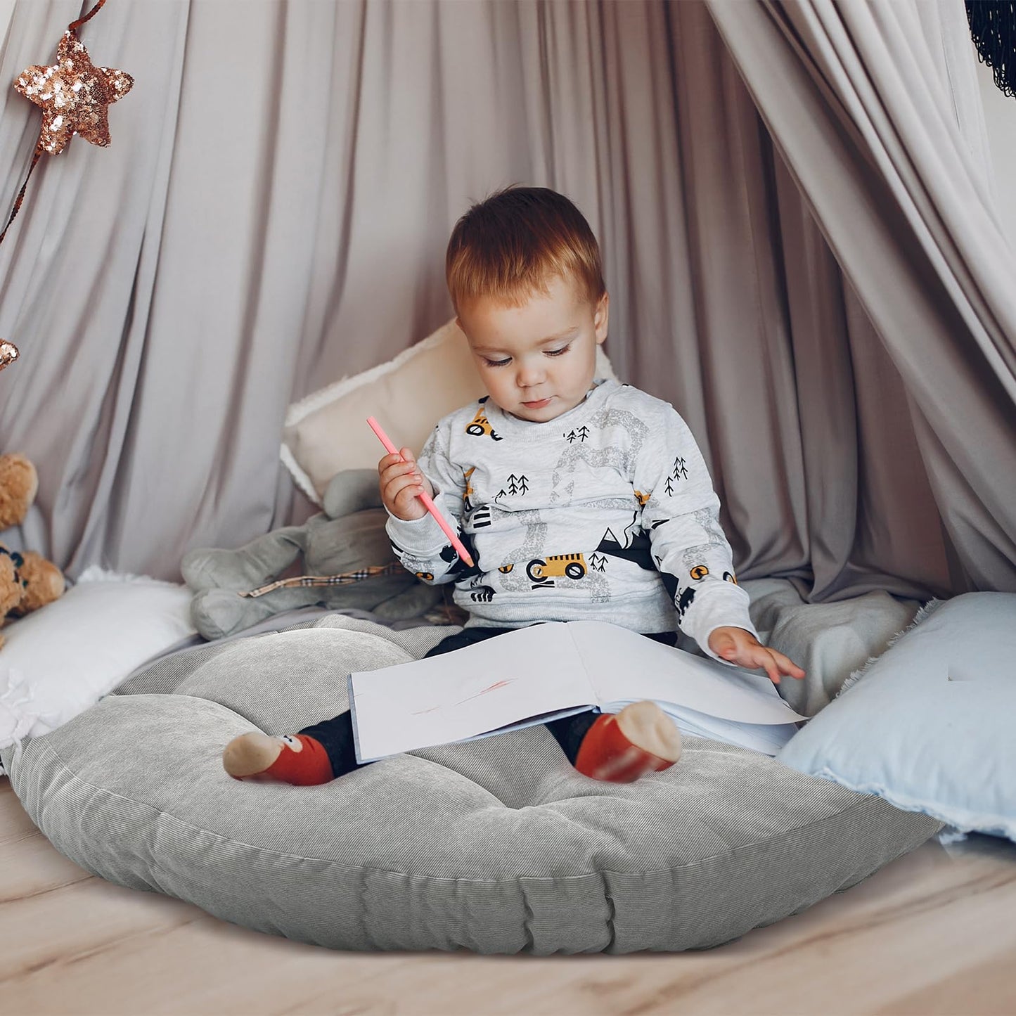 Funnymoom Extra Large Floor Pillow 35 Inch Round Circle Chair Floor Meditation Cushion Papasan Swing Cushion for Adults Oversized Playroom Pillows Big Pillow for Yoga Living Room Sofa
