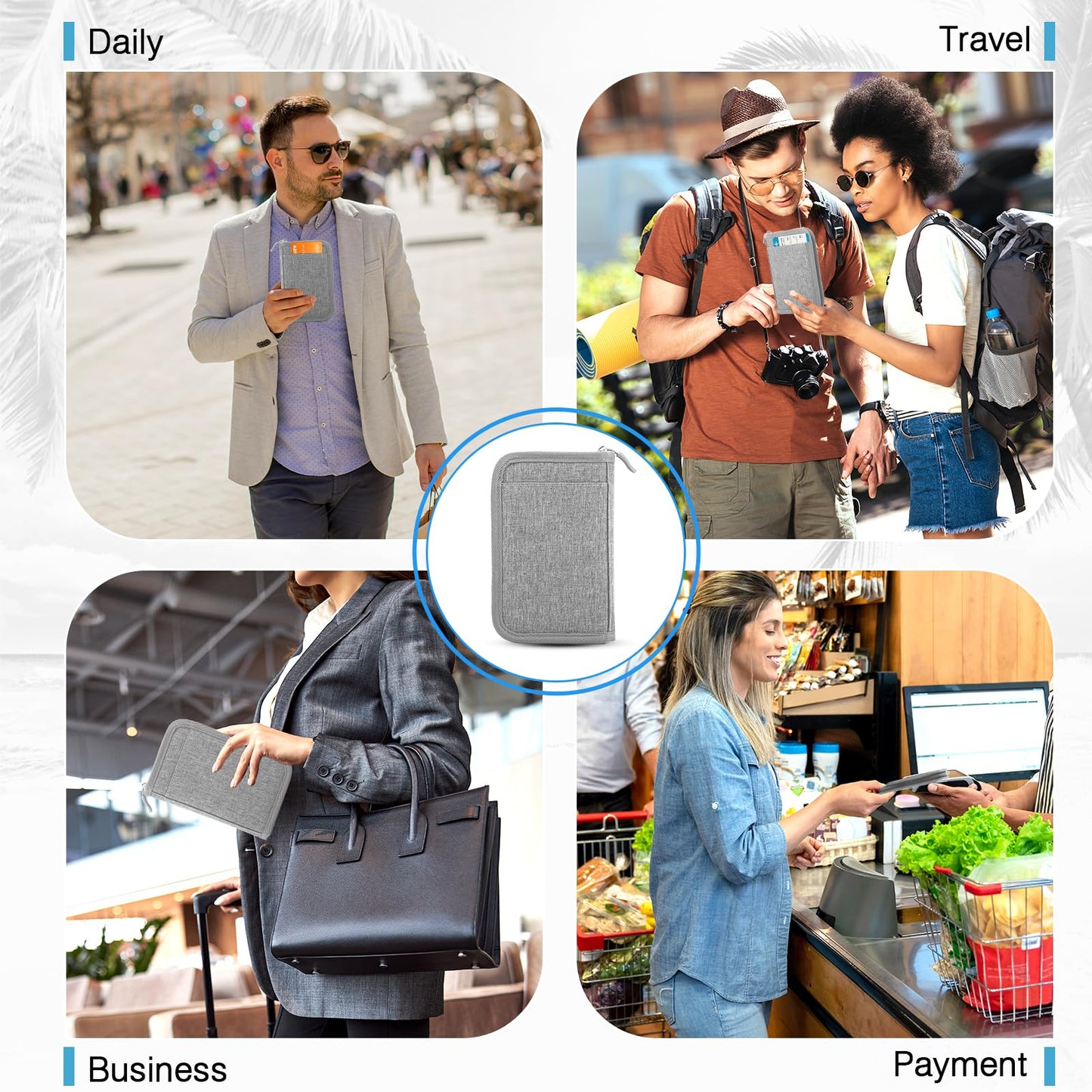 Single Passport Holder for Travel, RFID Travel Document Organizer for Women Waterproof Passport Wallet Men Portable Case for Cards, Boarding Pass, ID, Money, Tickets with Zipper