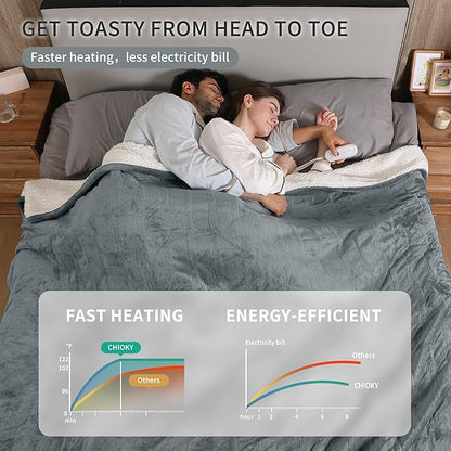 Heated Blanket King, Dual Control Electric Blanket King Size with 6 Heating Levels & 10 Hours Auto Off, Machine Washable Plush Heating Blanket with Timer for Bed Camping Office 100" x 90", Gray