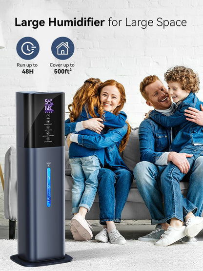 Humidifiers for Bedroom, 2.11Gal 8L Quiet Humidifiers for Large Room with Timer, 360°Nozzle, 3 Speed Ultrasonic Cool Mist Humidifier with Humidistat for Baby Home Adults Plants
