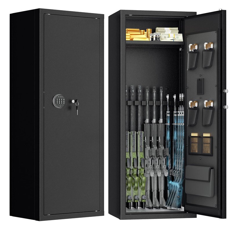 INTERGREAT 20 Rifle Gun Safe, Keypad Gun Safe for 10-16 Rifles and 4 Pistol Storage Pockets, 21" W Gun Safes & Cabinets with 3 Removable Gun Racks for Home, Black