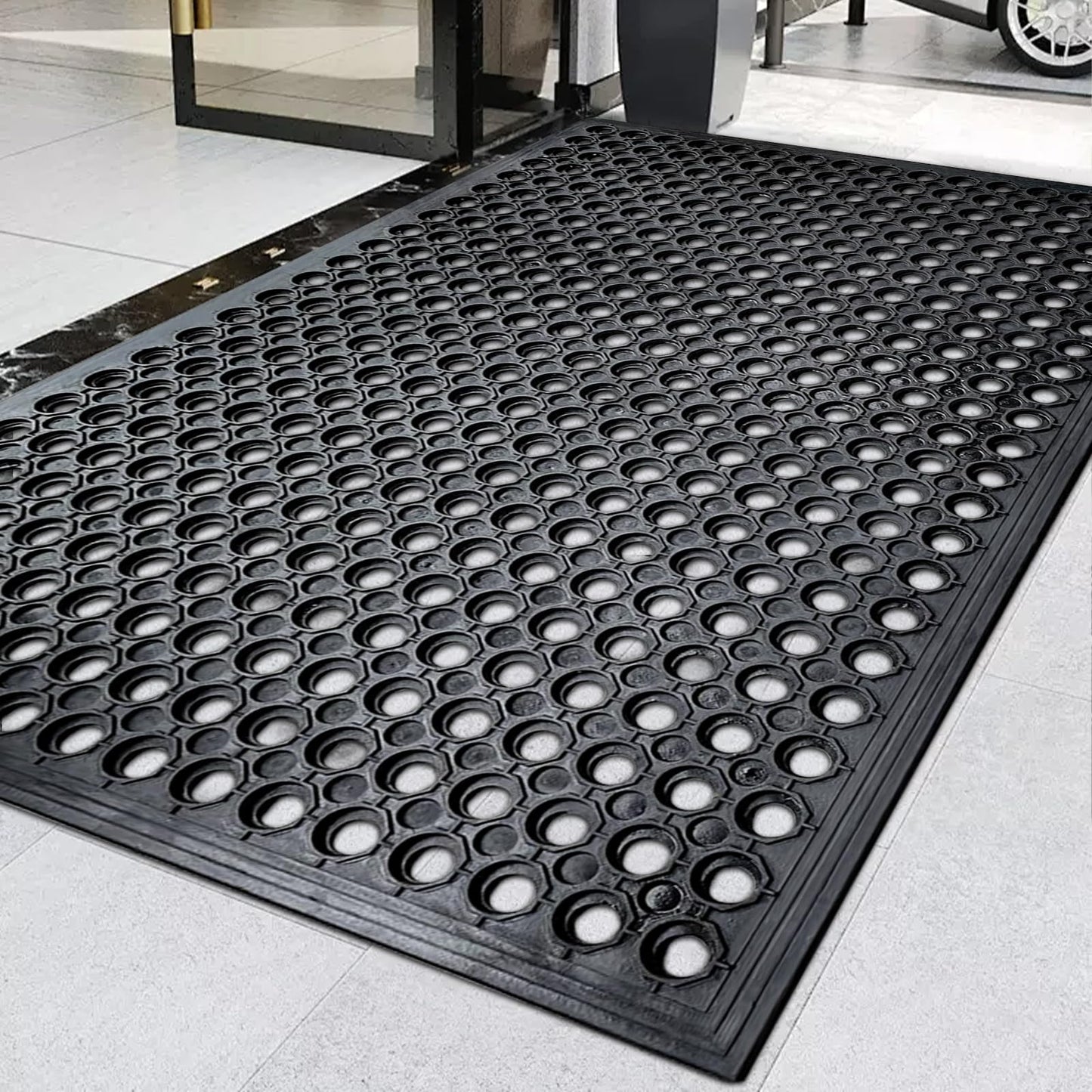 Halidec 60"x35" Outdoor Rubber Floor Mats Non-Slip Restaurant Mat Commercial Kitchen Heavy Duty Mat Drainage Mats for Outside Industral Pool Entrance Bar Wet Area