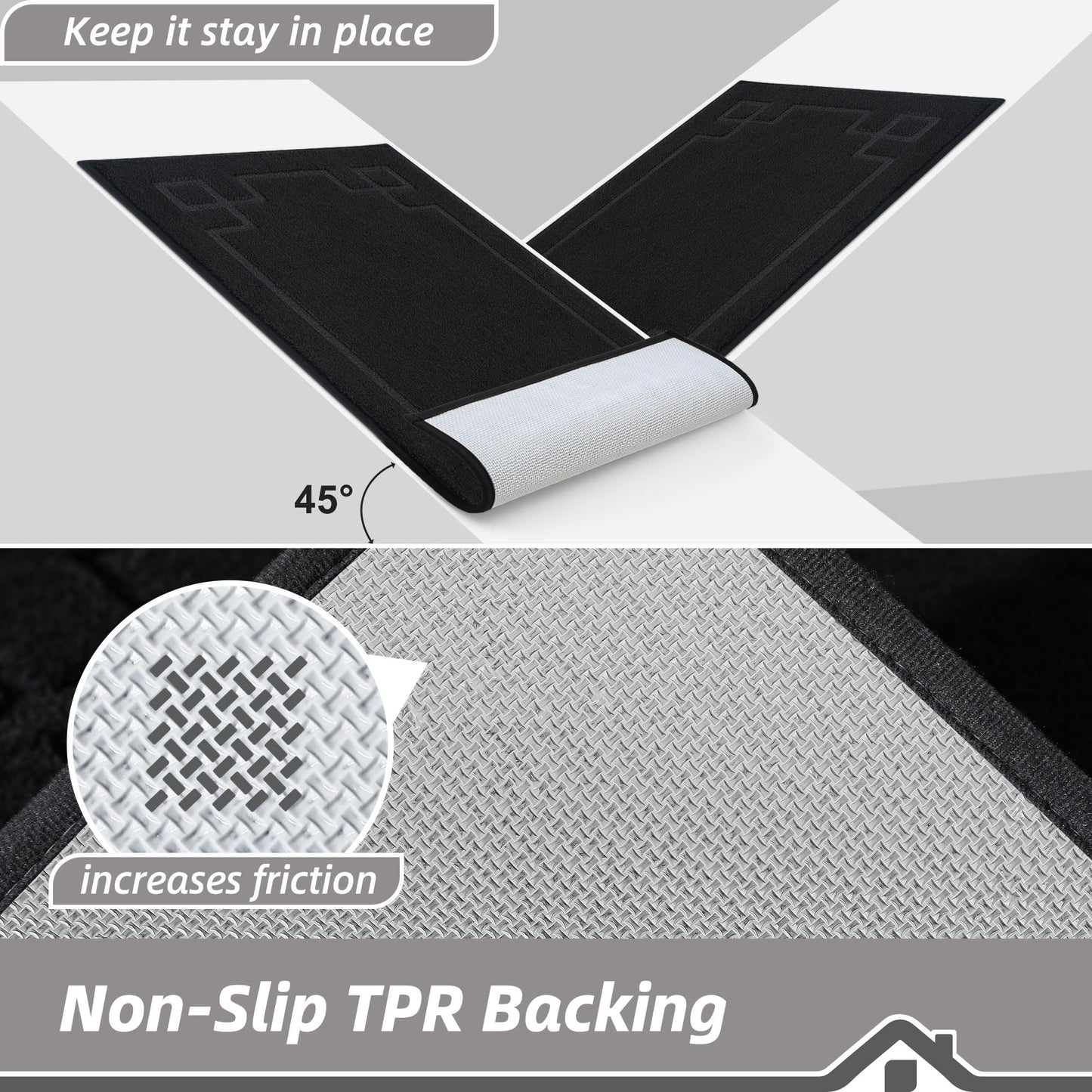 BEQHAUSE Door Mat 32" x 48", Non-Slip Door Mats Indoor Entryway Rugs Washable Low-Profile Absorbent and Dirt Trapper Floor Mats, Dog Door Mat for Front Back Door, Mud Wet Shoes & Paws, Black