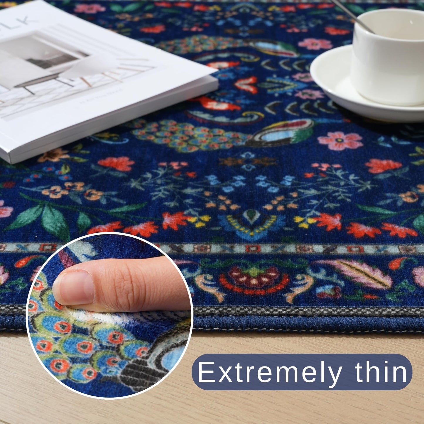 Rugcomf Entryway Rug 2x3 Rug Door Mat Indoor Entrance Washable Rug Small Non-Slip Low Pile Throw Rugs for Entryway, Kitchen, Front Door Indoor Entrance, Entry(Blue)