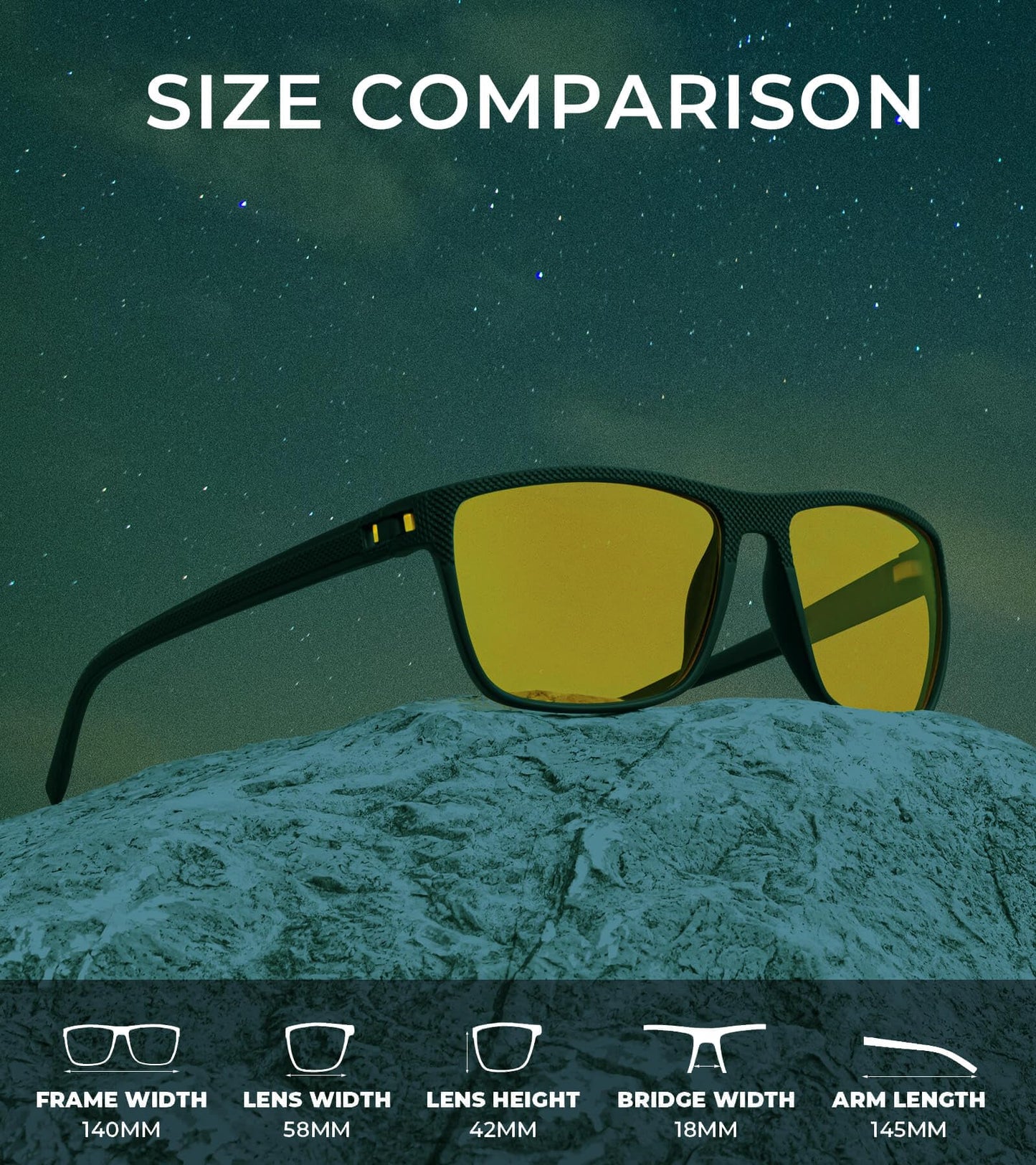 KALIYADI Polarized Sunglasses Men, Lightweight Night Vision Glasses for Driving Fishing Golf (Black/Night Vision/NightVision)