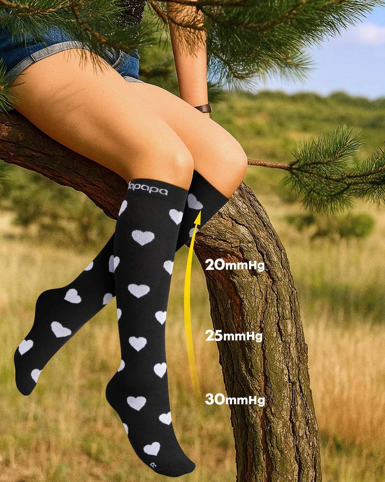 Lalapapa Cute Compression Socks for Women - 3 Pairs 20-30 mmHg Graduated Support Lightweight for Daily Wear Travel Nurse