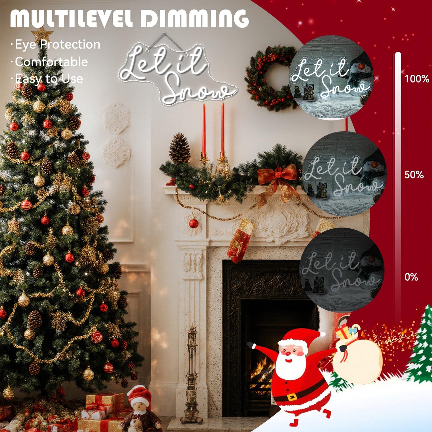 ineonlife Christmas Neon Sign Let It Snow Neon Signs for Wall Decor Led Lights for Bar Celebrate Party Room Shop Winter Window Bedroom Decoration Christmas Gifts