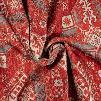 GLN Rugs Vintage - Knossos - Machine Washable Area Rug, Oriental Washable, Non Slip, Low Pile Chenille Area Rug, Living Room, Bedroom, Kitchen Rug - Easy Clean (5'x7' Red and Beige)