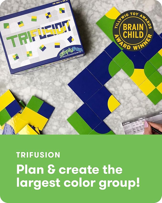 SimplyFun Trifusion – Visual Mapping Strategy Board Game for Kids 2-4 Players Ages 8 and Up – Spatial Reasoning Pattern Recognition &amp Planning – 30 Min Playtime – STEM Board Game