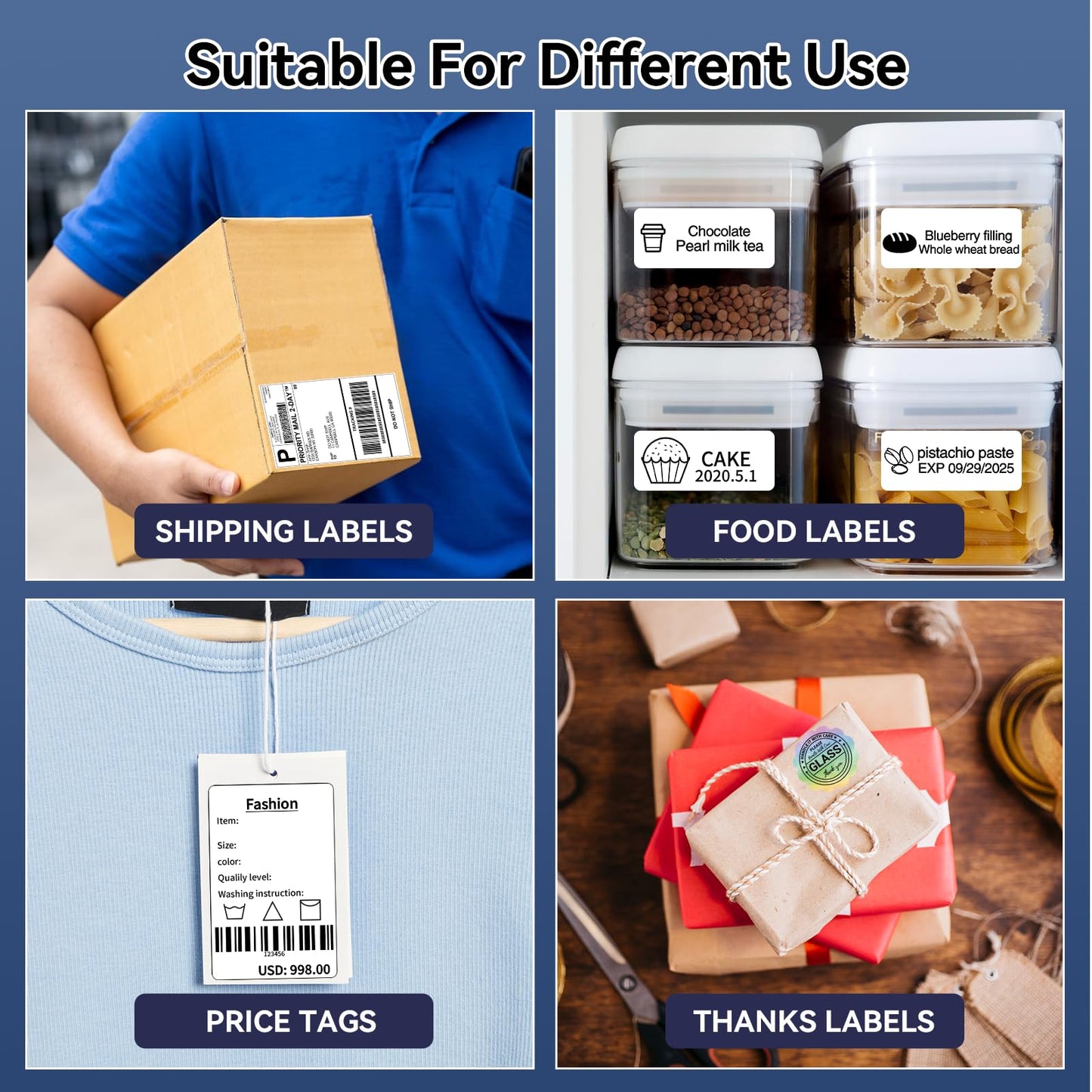Omezizy Bluetooth Shipping Label Printer 4x6, 249BT Thermal Label Printer for Small Business, Shipping Packages, Office, Home, Compatible with Amazon, Tiktok, Ebay, USPS
