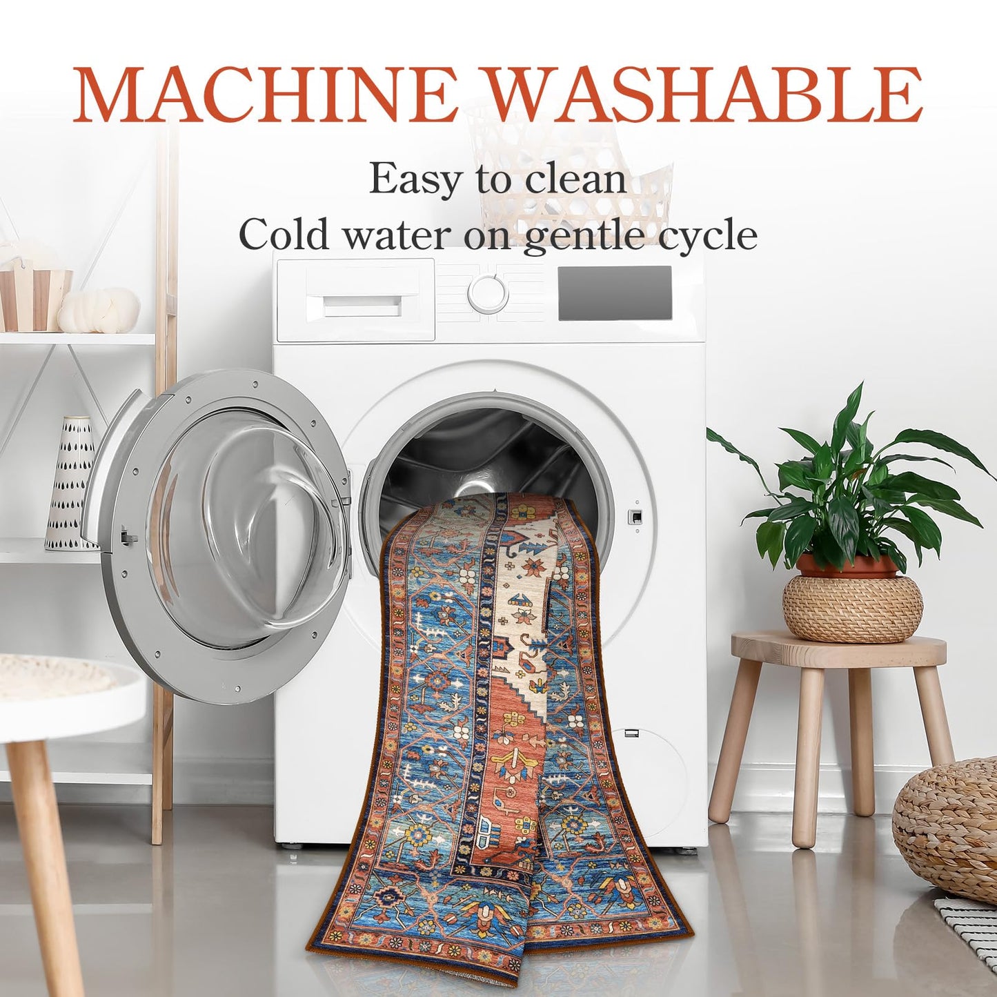 Lahome Boho Runner Rugs for Hallway 2x10 Extra Long Washable Non-Slip Hallway Rug Runner Low-Pile Stair Kitchen Carpet Oriental Throw Carpet for Entrance Bathroom Living Room Mat Foyer Adelyn