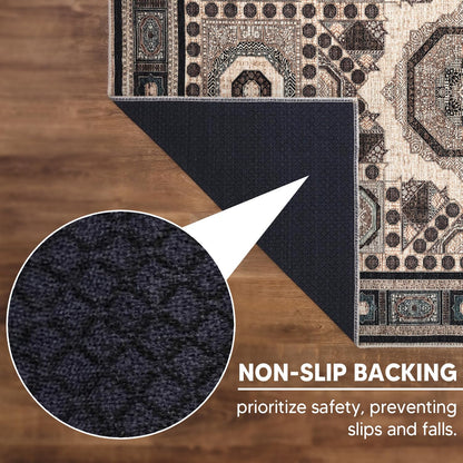 Keen Home Design 2x3 Rug - Machine Washable Entry Rug with Non-Slip Backing, Ideal for Enteryway, Kitchen, Bathroom, Laundry Room - Vintage, Easy Clean, Durable, Low Pile Rug - (2' x 3')