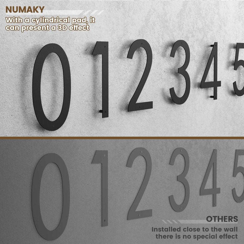 NUMAKY 16 Inch Large Modern House Numbers for Outside, Matte Black Metal Outdoor Address Numbers with Floating 3D Shadow & All Mounting Hardware, Weatherproof for Home/Apartment/Hotel/Mailbox (Number 1)