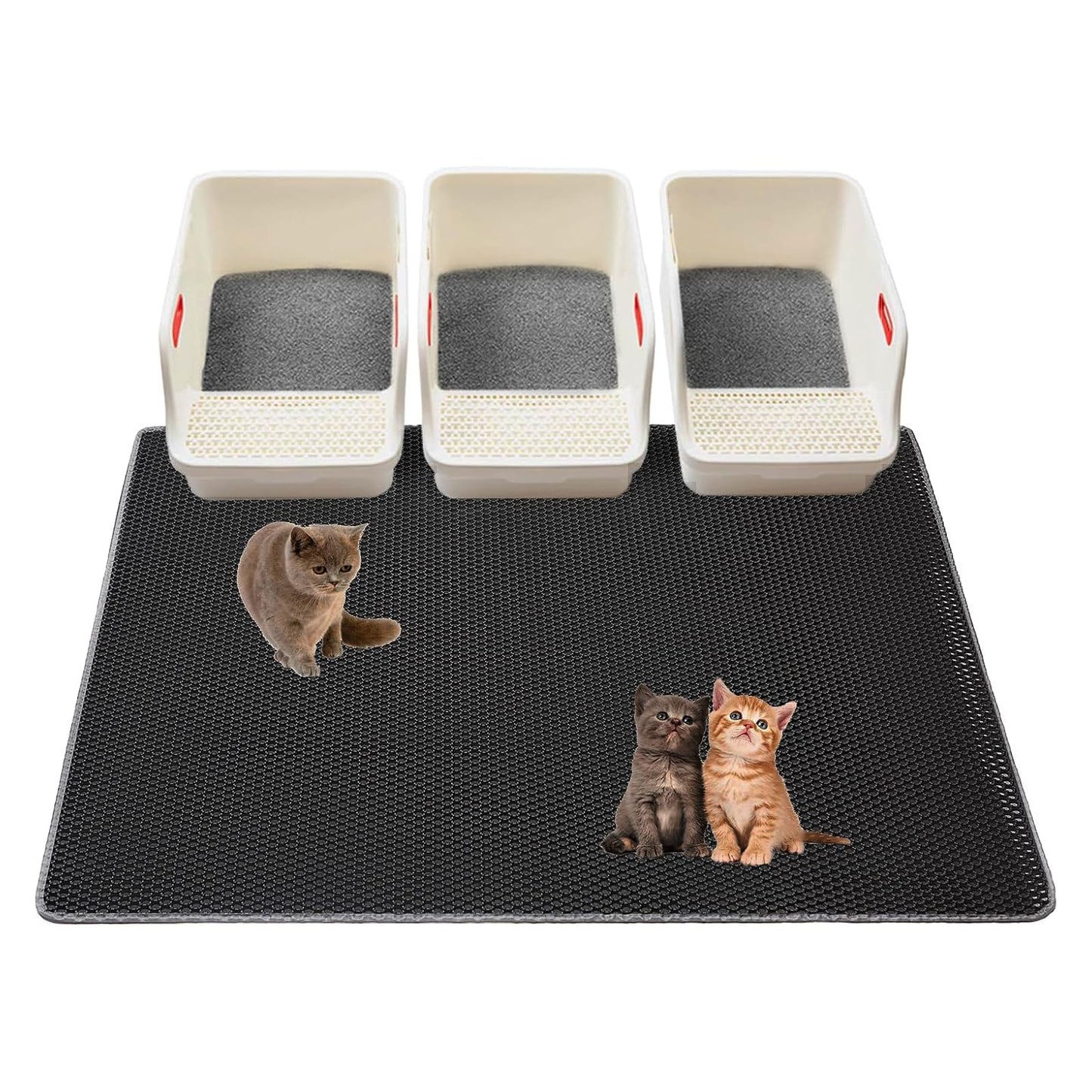 Cat Litter Mats-Extra Large 47''x36'' Litter Trapping Mat for Cat-XXL Litter box Matt for Floor-2 Layer Catcher Rug for Pet kitty Litterbox-Waterproof Urine Proof,Non-Slip