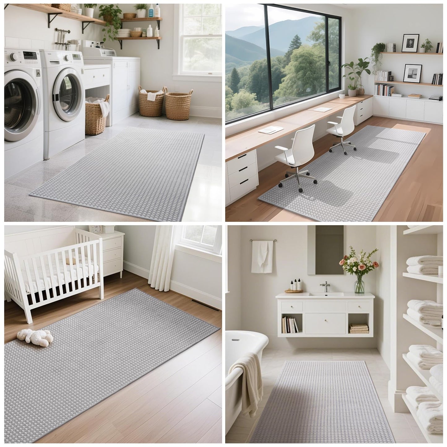 YDKGL 2x6 ft Kitchen Runner Rug Mat Non Slip Boho Woven Hallway Runner Washable, Soft Long Entryway Laundry Hall Floor Runners Rugs Carpet for Indoor Backdoor Bedroom Kitchen Living Room, Gray