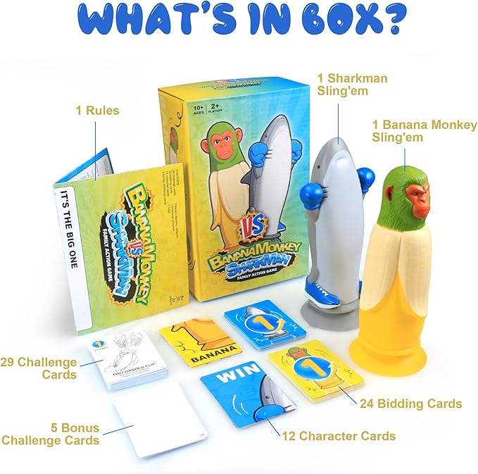 Board Games Banana Monkey VS SharkMan: Flip-Standing Throwing Game Collective Fun for Gathering | Party | Family Game Night Games for Adults and Kids