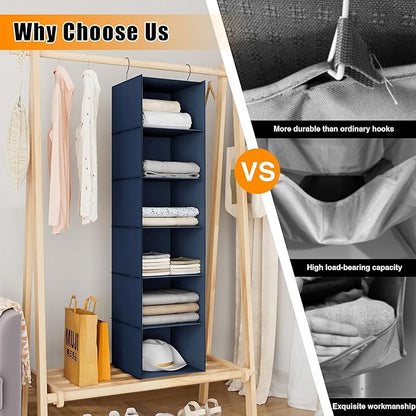 Hanging Closet Organizer and Storage 6-Shelf, Easy Mount Foldable Hanging