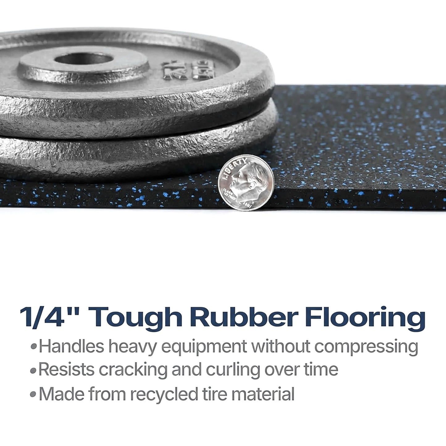 Traxxon by FlooringInc Rubber Gym Flooring Roll, Heavy Duty Recycled Rubber Floor Mats for Home Gym, Garage Gym Floor Mat, Horse Stall Mat (1/4" Thick | Blue | 4'x10' | 40 Sq Ft)