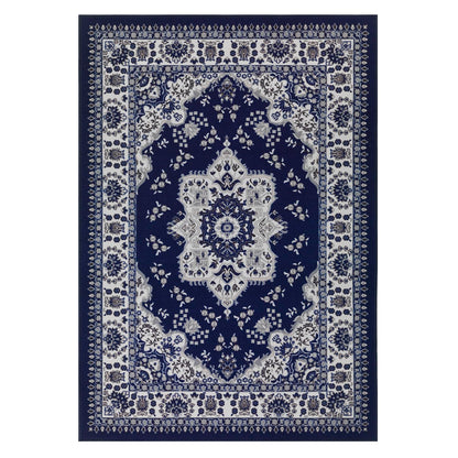 Antep Rugs Alfombras Oriental Traditional 8x10 Non-Skid (Non-Slip) Low Profile Pile Rubber Backing Indoor Area Rugs (Navy Blue, 7'10" x 10')