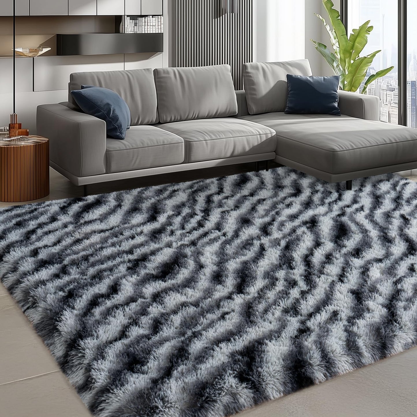 Ailyei Soft Shag Rugs for Bedroom, 4x6 Zebra Black White Fluffy Shaggy Rugs for Living Room Nursery, Luxury Modern Plush Carpet Girls Kids Room Dorm Indoor Home Decor, Upgrade Non-Slip