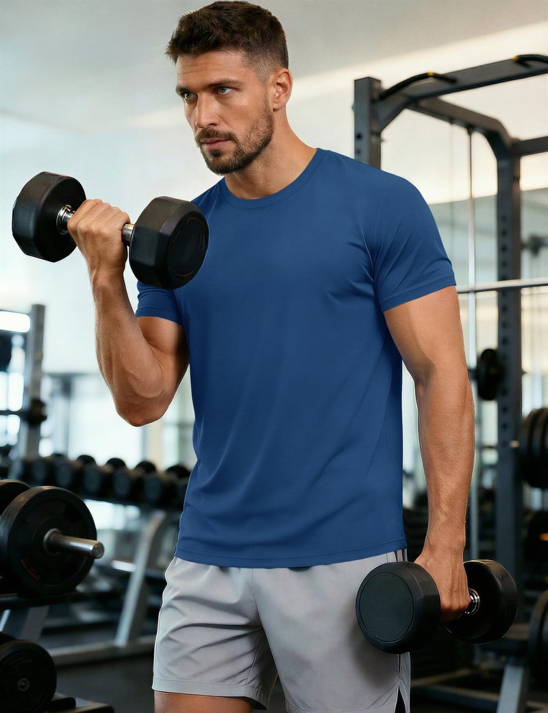 Mens Short Sleeve T Shirts UPF 50+ Shirt Sun Protection T-Shirts Rash Guards Gym Shirts Workout Quick Dry T-Shirt Blue Grey