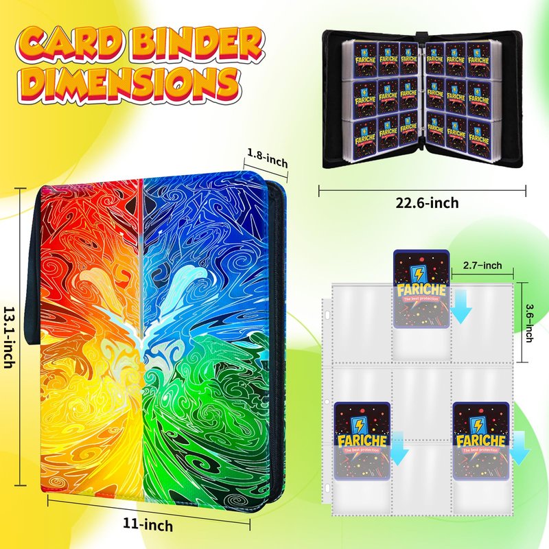 Trading Card Binder for TCG Cards, 9-Pocket Portable Card Collector Ablum Holder Book Fits 900 Cards with 50 Removable Sleeve, Waterproof BKM Card Binder Display Storage Carrying Cases for TCG-Totem