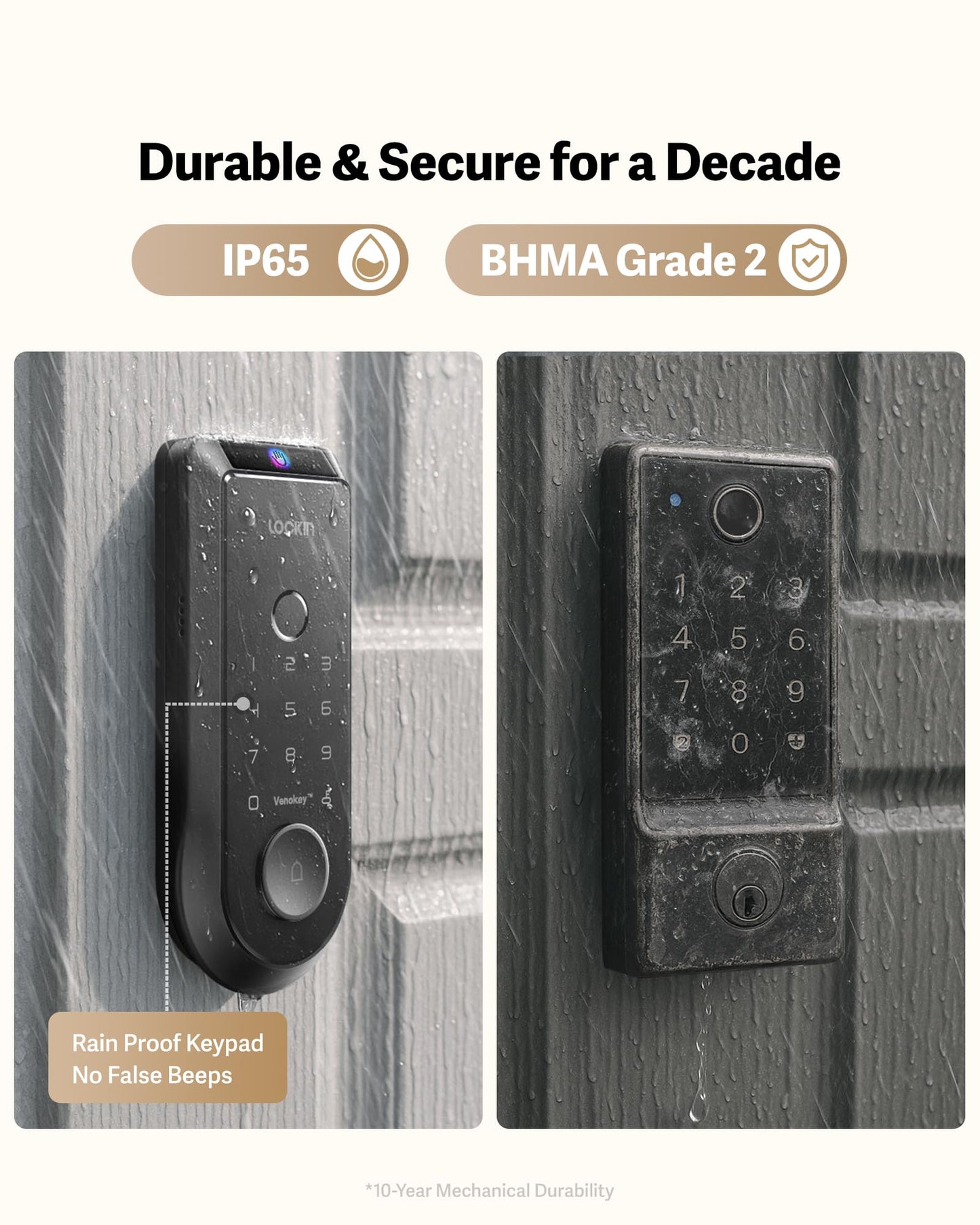 Lockin Veno Plus Smart Lock with 2K 180° Security Camera & Video Doorbell, AI Local Storage, Palm Vein/Fingerprint Keyless Entry Door Lock, Smart Locks for Front Door Bulit in Wi-Fi, App Control