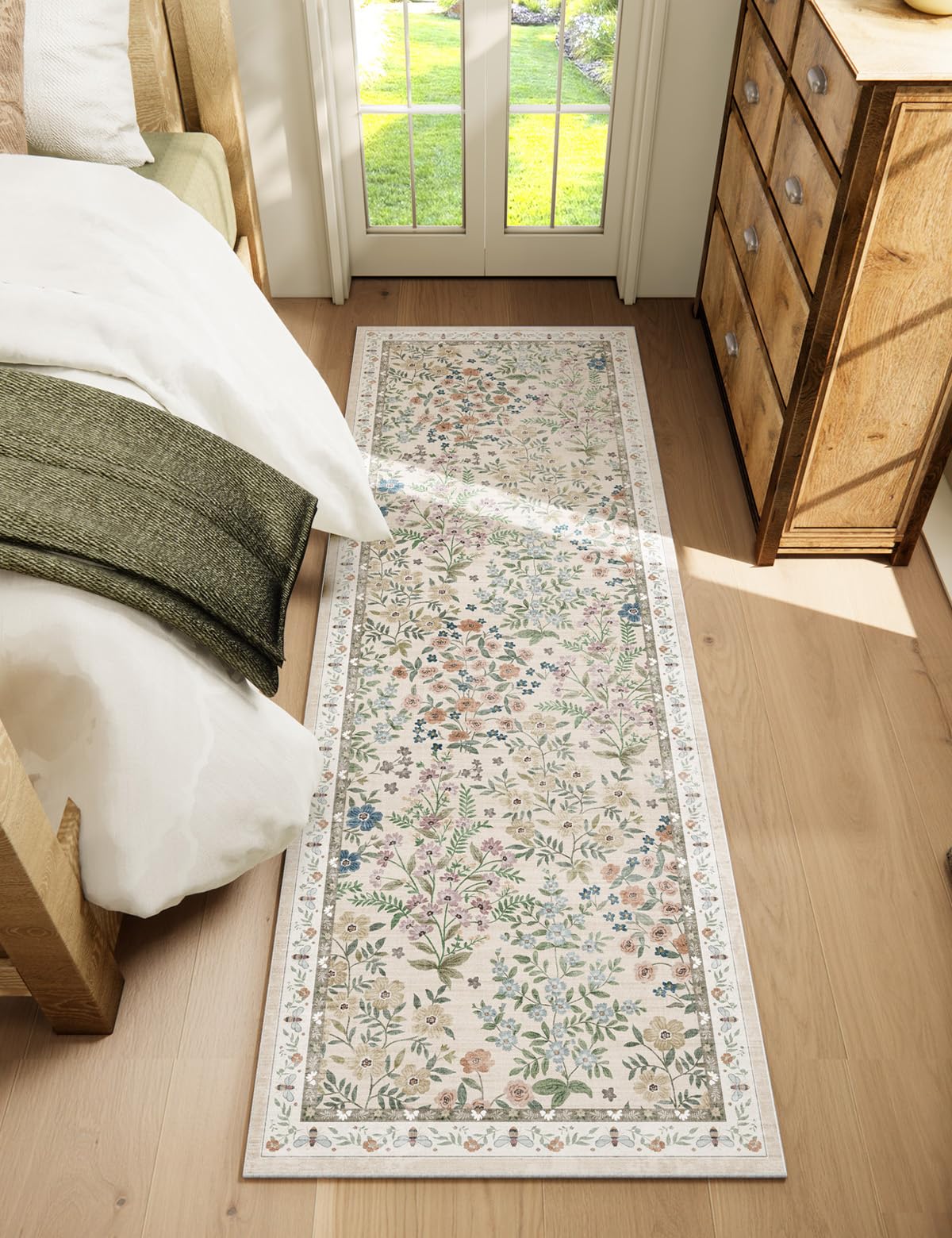 Washable Kitchen Rug Runners for Hallways: 2'6"x8' Bedroom Rug Non Slip Low Pile Soft Stain Resistant Floor Carpet Runner Rug for Kitchen Indoor Entryway Hallway Laundry Room Beside Farmhouse