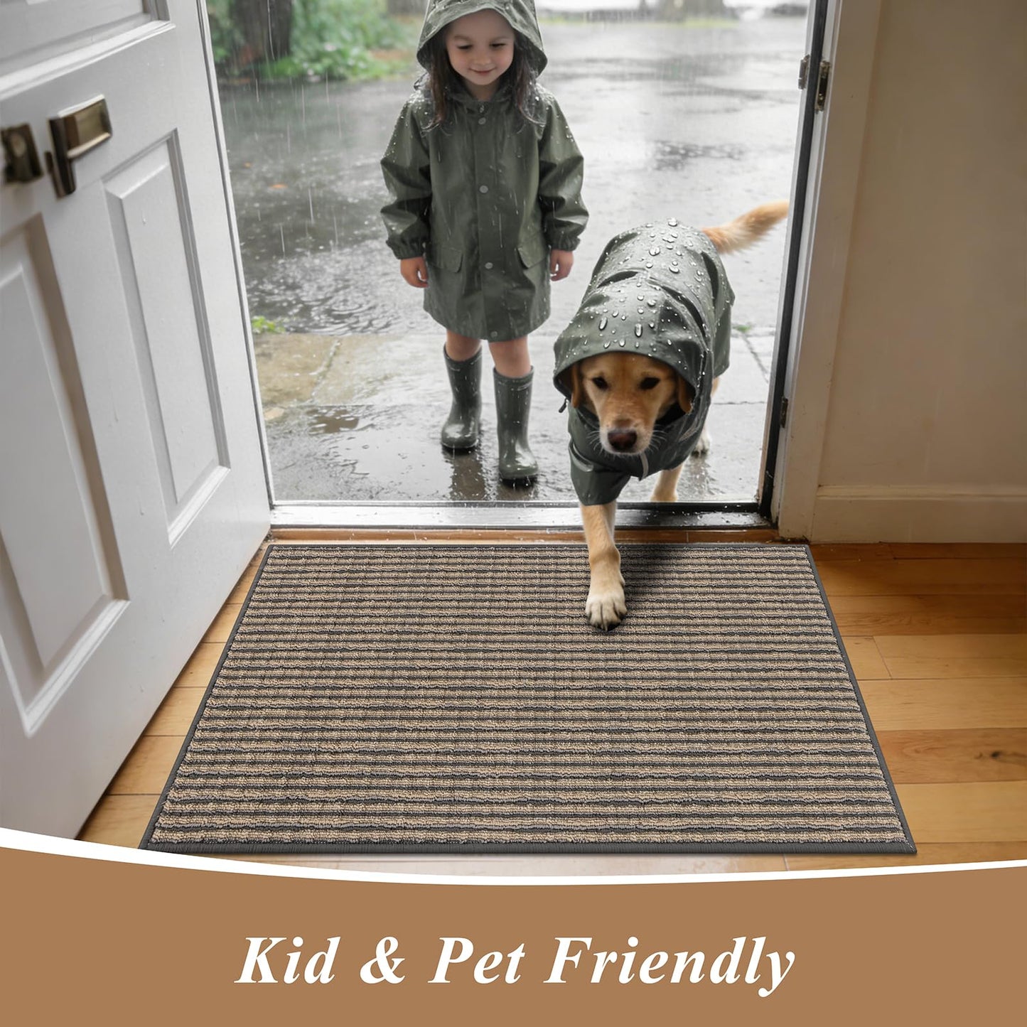 Ileading Hallway Runner 24"x71" Non-Slip Washable, Super Absorbent Stain Resistant Friendly Muddy Paws Floor Mat, Entryway Mat for Hallway Corridor, Coffee