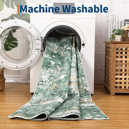 GarveeHome 5x7 Abstract Area Rugs for Living Room Machine Washable Soft Area Rugs for Bedroom Carpet Resistant Non-Slip Rug for Dining Room Farmhouse Nursery Green