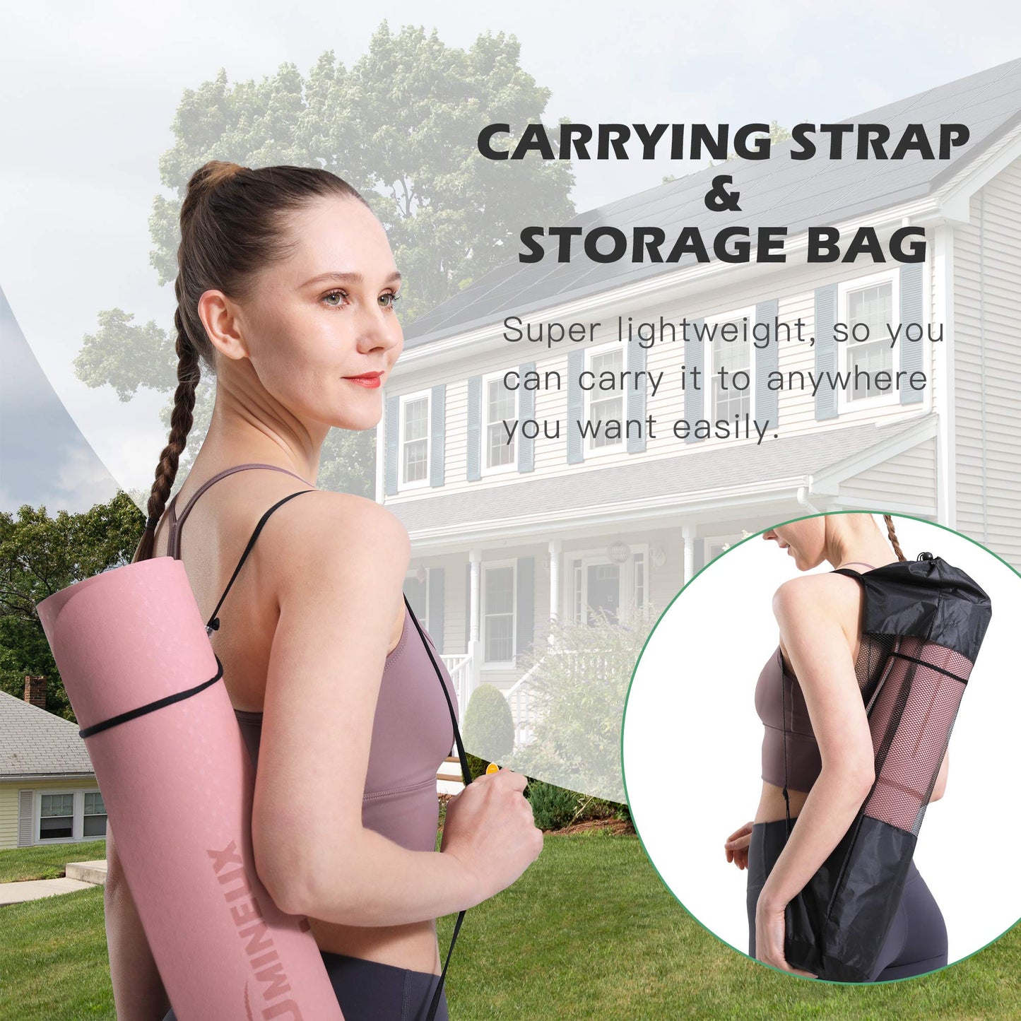 UMINEUX Yoga Mat Extra Thick 1/3'' Non Slip for Women, Eco Friendly TPE Fitness Exercise Mat with Carrying Sling & Storage Bag